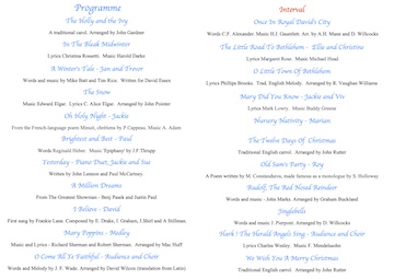 Christmas concert programme 2024